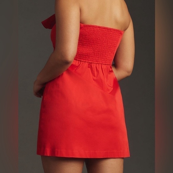 Anthropologie Hutch Bow Rosette Red Strapless Mini Party Dress Festive Sz XL NWT - Picture 2 of 7